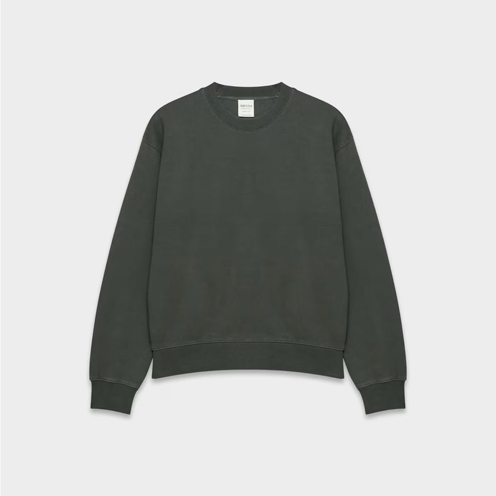 Aritzia Cozy Fleece Perfect Crew Sweatshirt in Faded Coal Grey - Picture 2 of 6